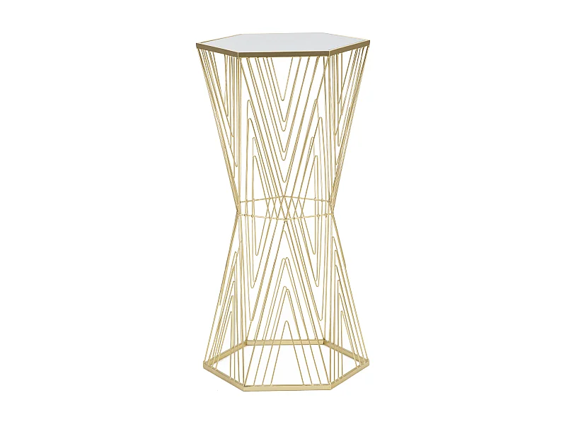 Table d'Appoint Hexagonale Design "Lines" 80cm Or