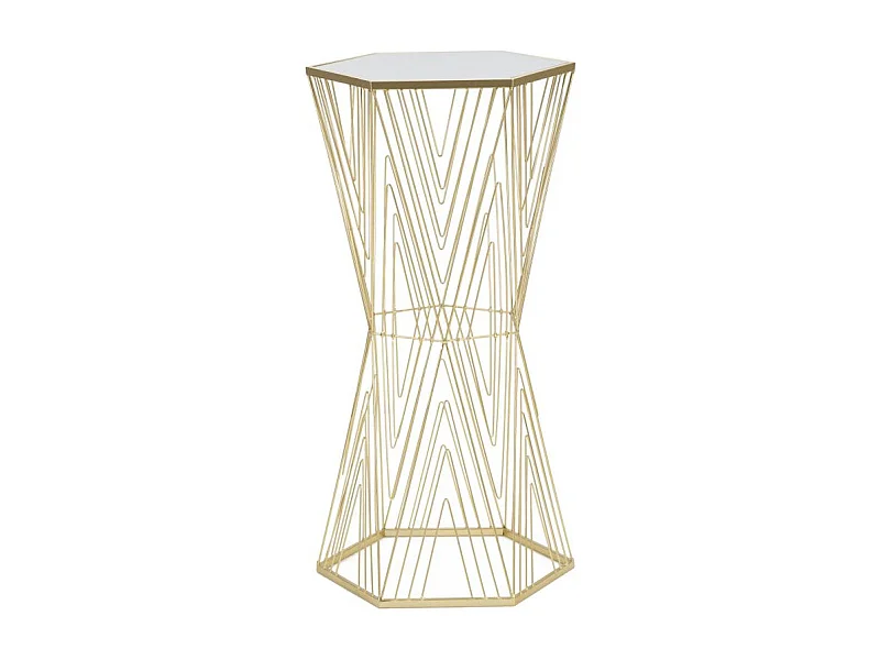 Table d'Appoint Hexagonale Design "Lines" 80cm Or