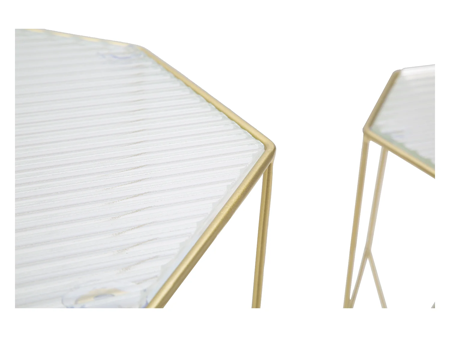 Lot de 2 Tables d'Appoint Octogonale "Glassy" 47cm Or