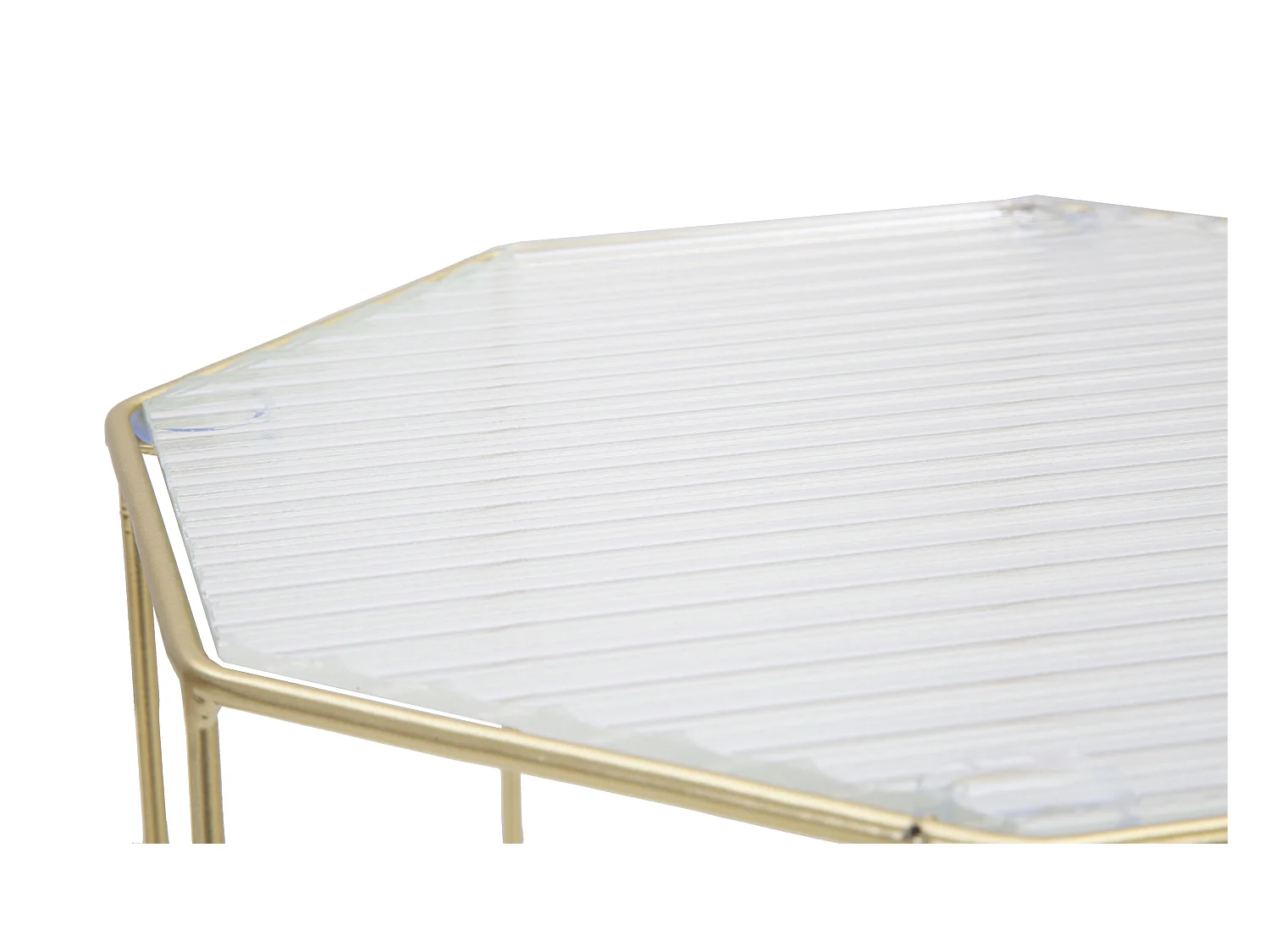 Lot de 2 Tables d'Appoint Octogonale "Glassy" 47cm Or