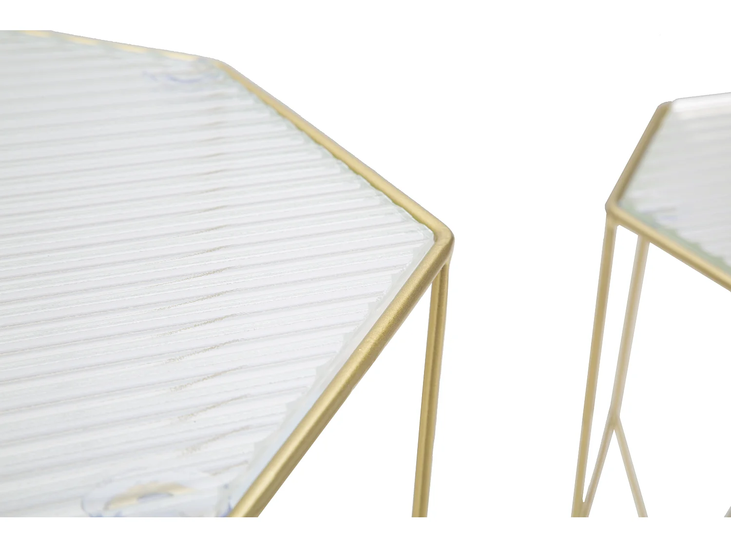 Lot de 2 Tables d'Appoint Octogonale "Glassy" 47cm Or