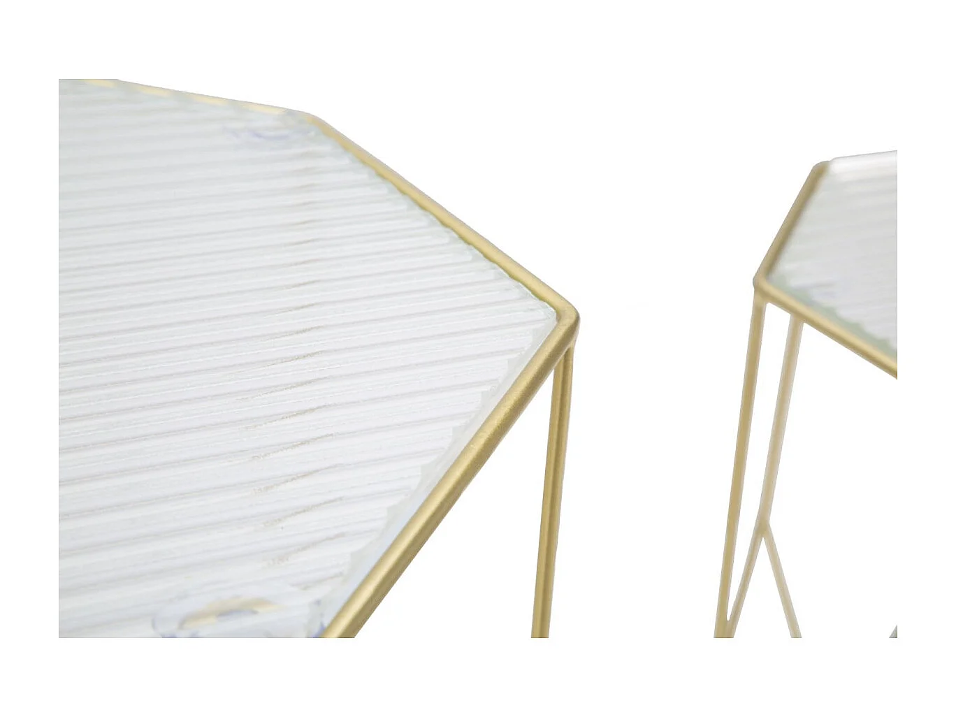 Lot de 2 Tables d'Appoint Octogonale "Glassy" 47cm Or