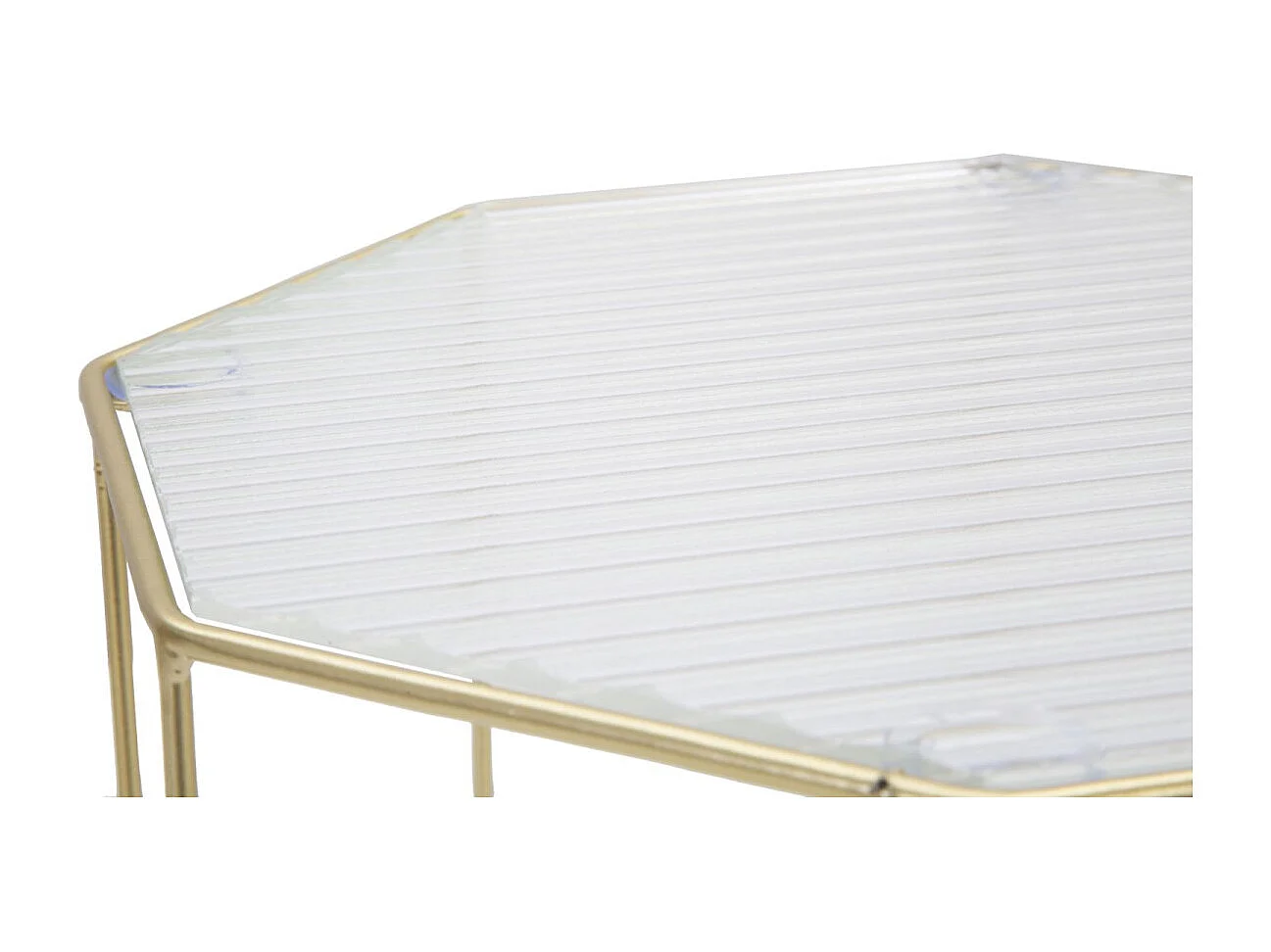 Lot de 2 Tables d'Appoint Octogonale "Glassy" 47cm Or