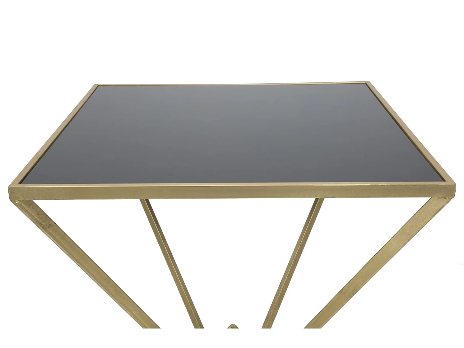 Piramidevormige bartafel van goudkleurig metaal, 60x60x105 cm