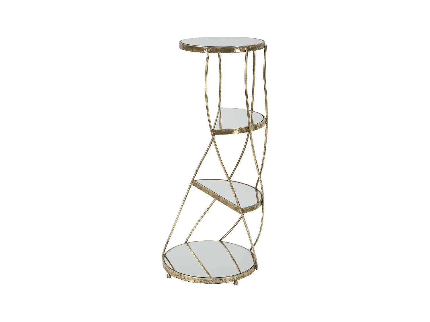 Meuble en métal doré avec 3 étagères Ø 38x86 cm