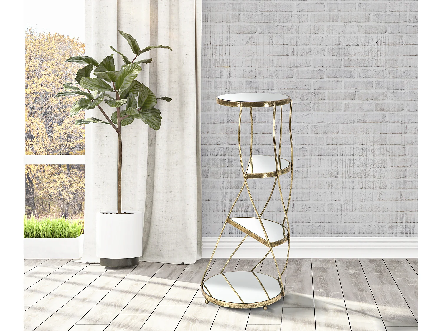 Table d'Appoint 4 Niveaux "Twisty" 86cm Or