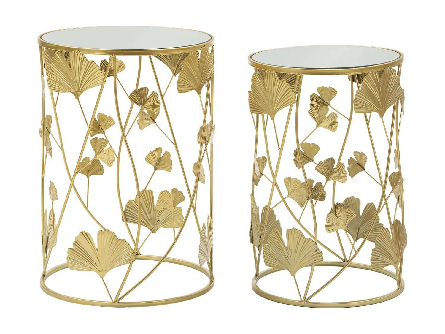 Lot de 2 Tables d'Appoint "Leavy" 55cm Or