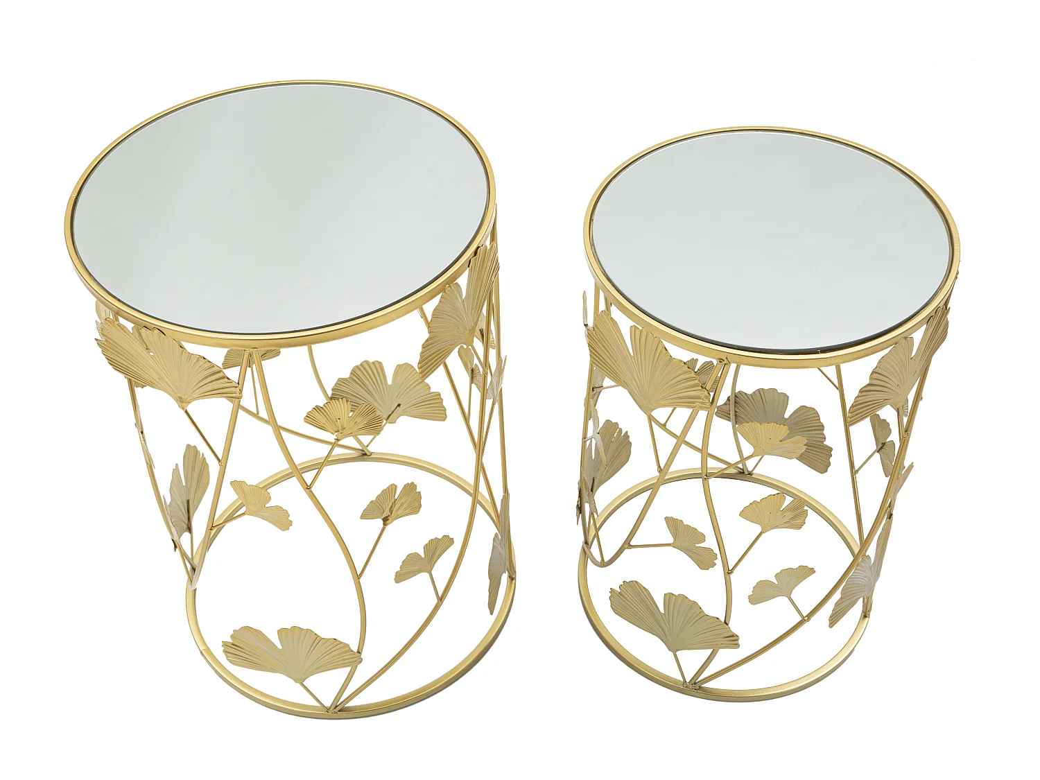 Lot de 2 Tables d'Appoint "Leavy" 55cm Or