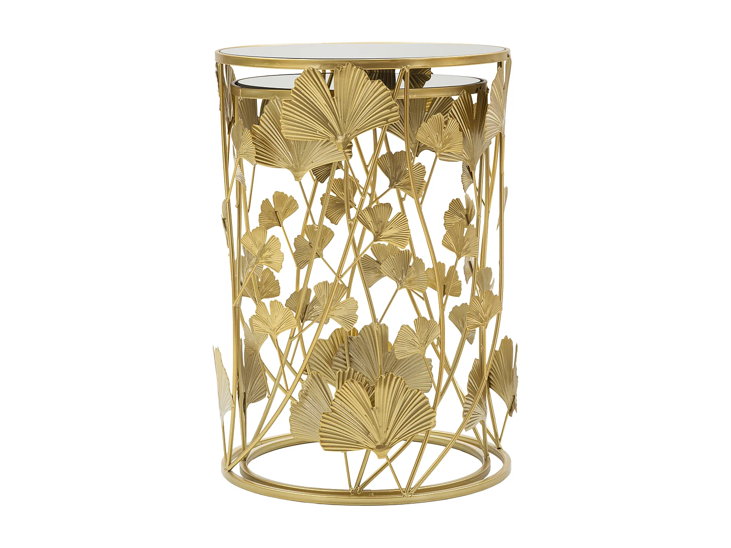 Lot de 2 Tables d'Appoint "Leavy" 55cm Or