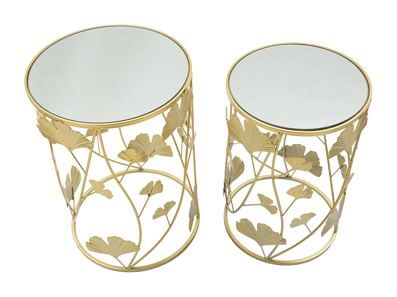Lot de 2 Tables d'Appoint "Leavy" 55cm Or