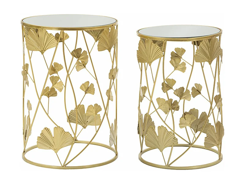 Lot de 2 Tables d'Appoint "Leavy" 55cm Or