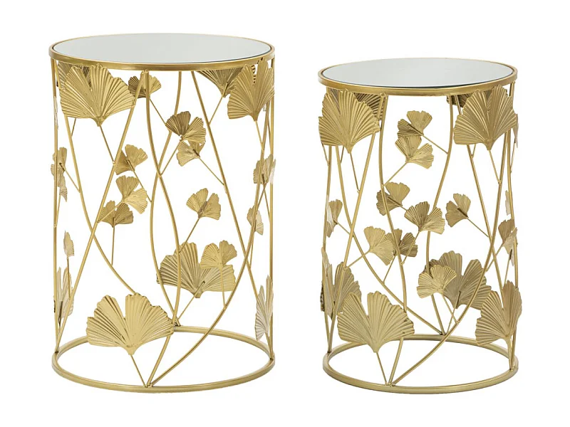 Lot de 2 Tables d'Appoint "Leavy" 55cm Or