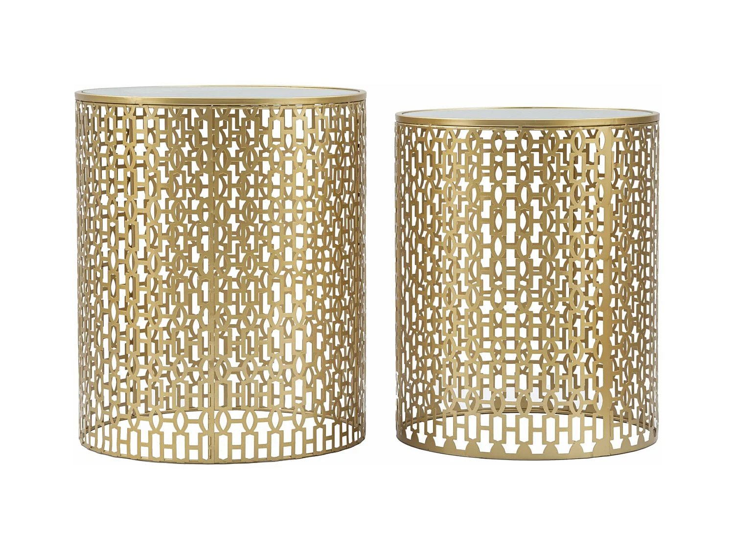 Lot de 2 Tables d'Appoint Design "Oblin" 50cm Or