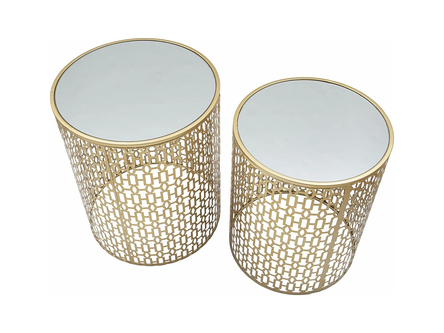 Lot de 2 Tables d'Appoint Design "Oblin" 50cm Or