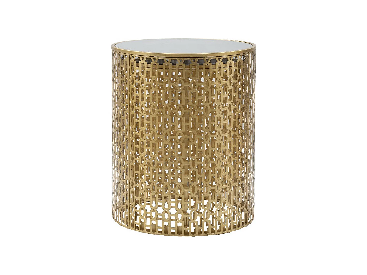 Set di 2 tavolinetti intagliati in metallo dorato Ø cm 41x50-37,5x47