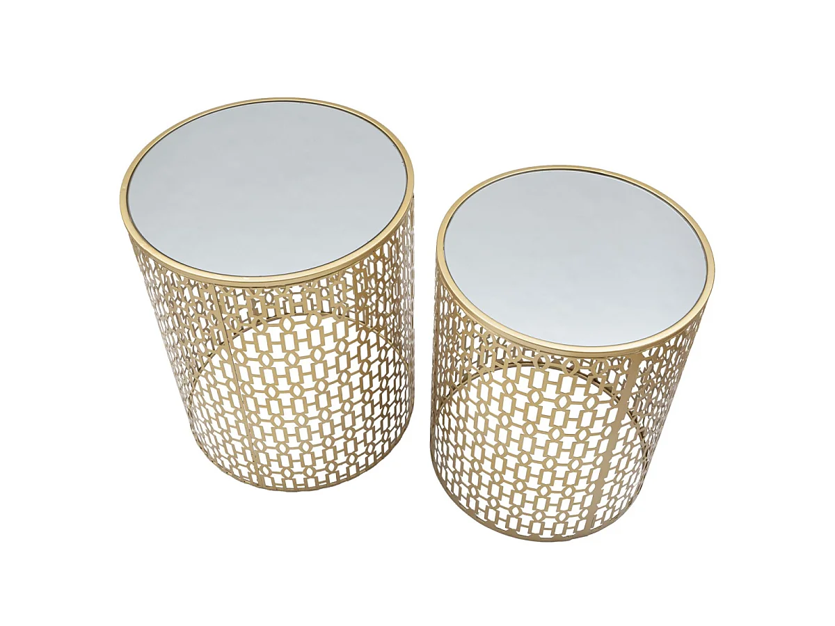 Lot de 2 Tables d'Appoint Design "Oblin" 50cm Or