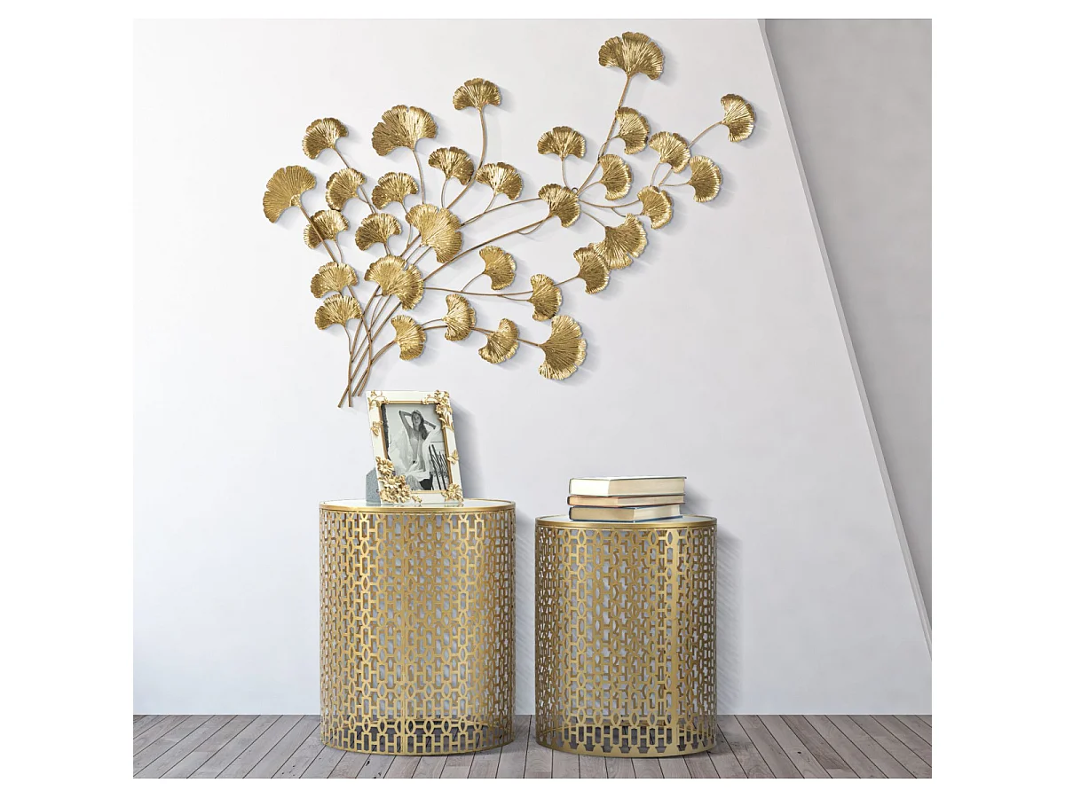 Lot de 2 Tables d'Appoint Design "Oblin" 50cm Or
