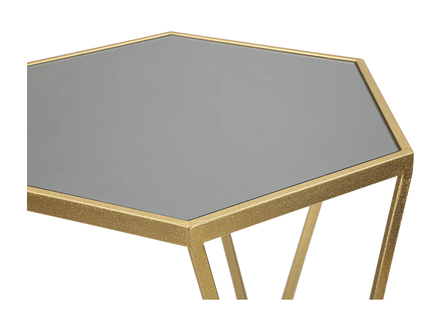 Lot de 2 Tables d'Appoint "Hexagone" 65cm Or