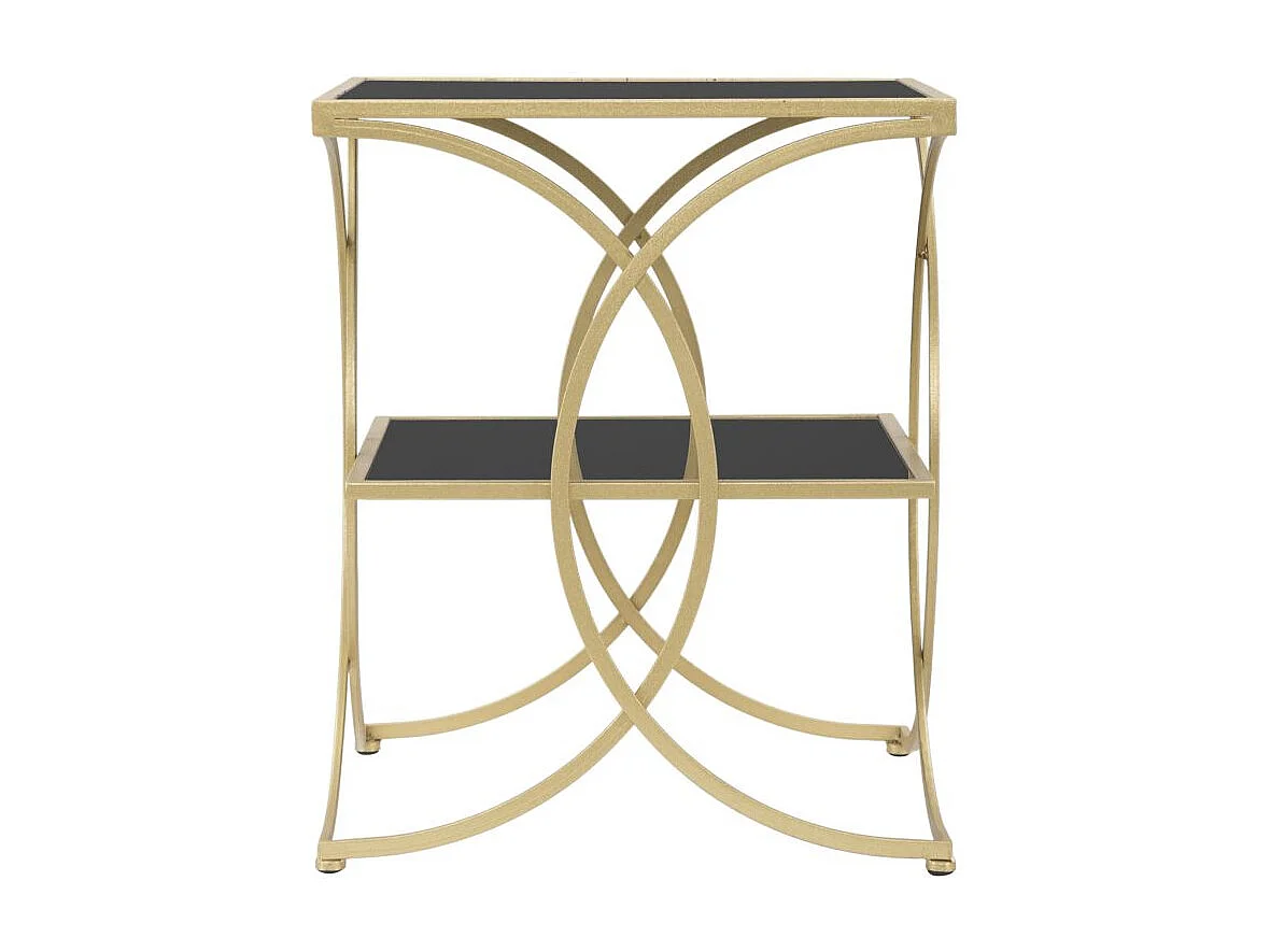 Table d'Appoint Double Design "Kim" 55cm Noir & Or