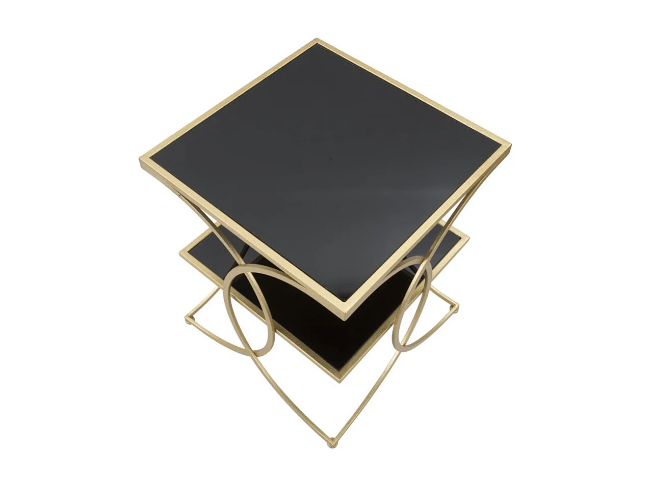 Table d'Appoint Double Design "Kim" 55cm Noir & Or