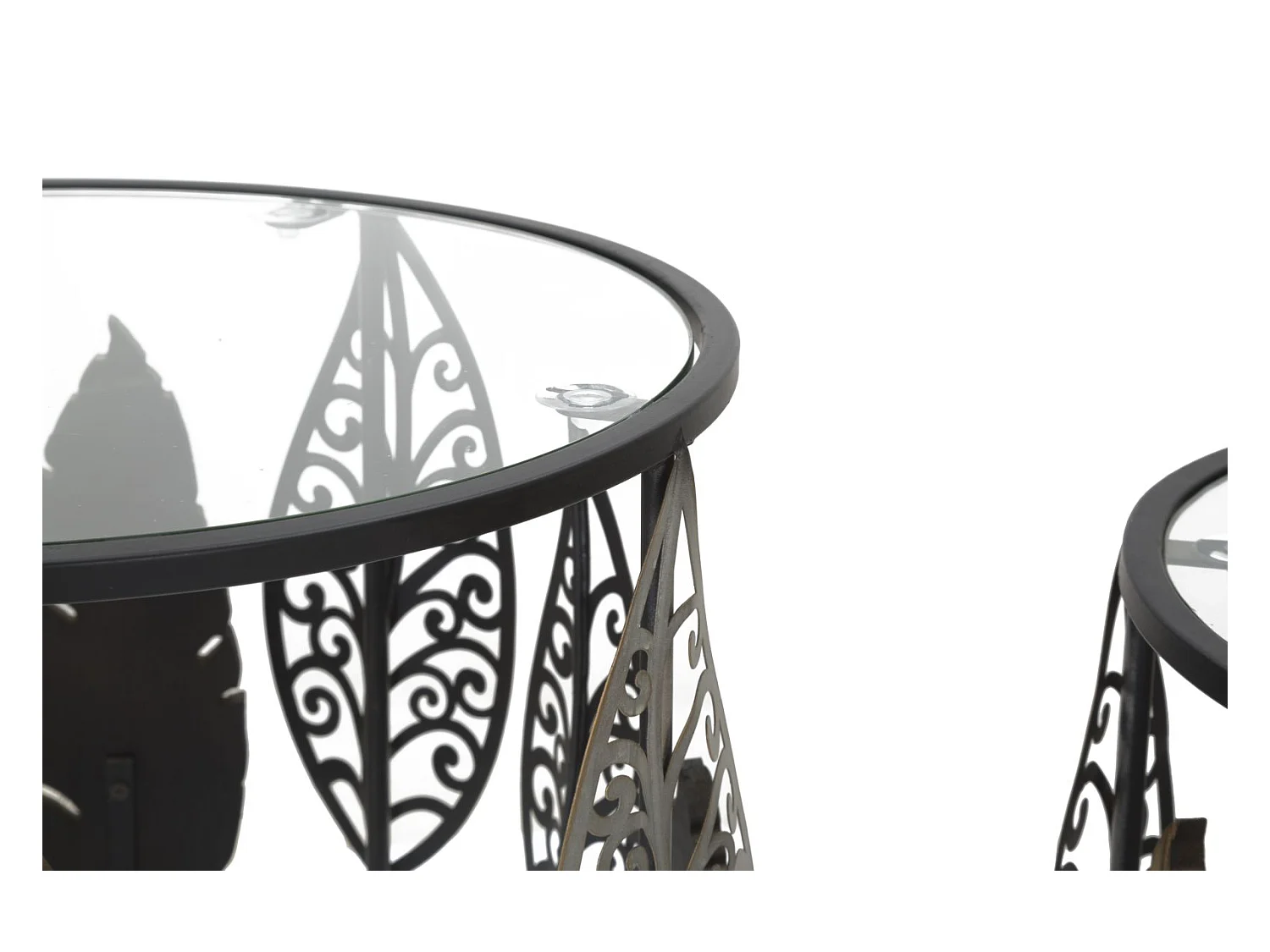 Lot de 2 Tables d'Appoint "Feuilles" 55cm Multicolore