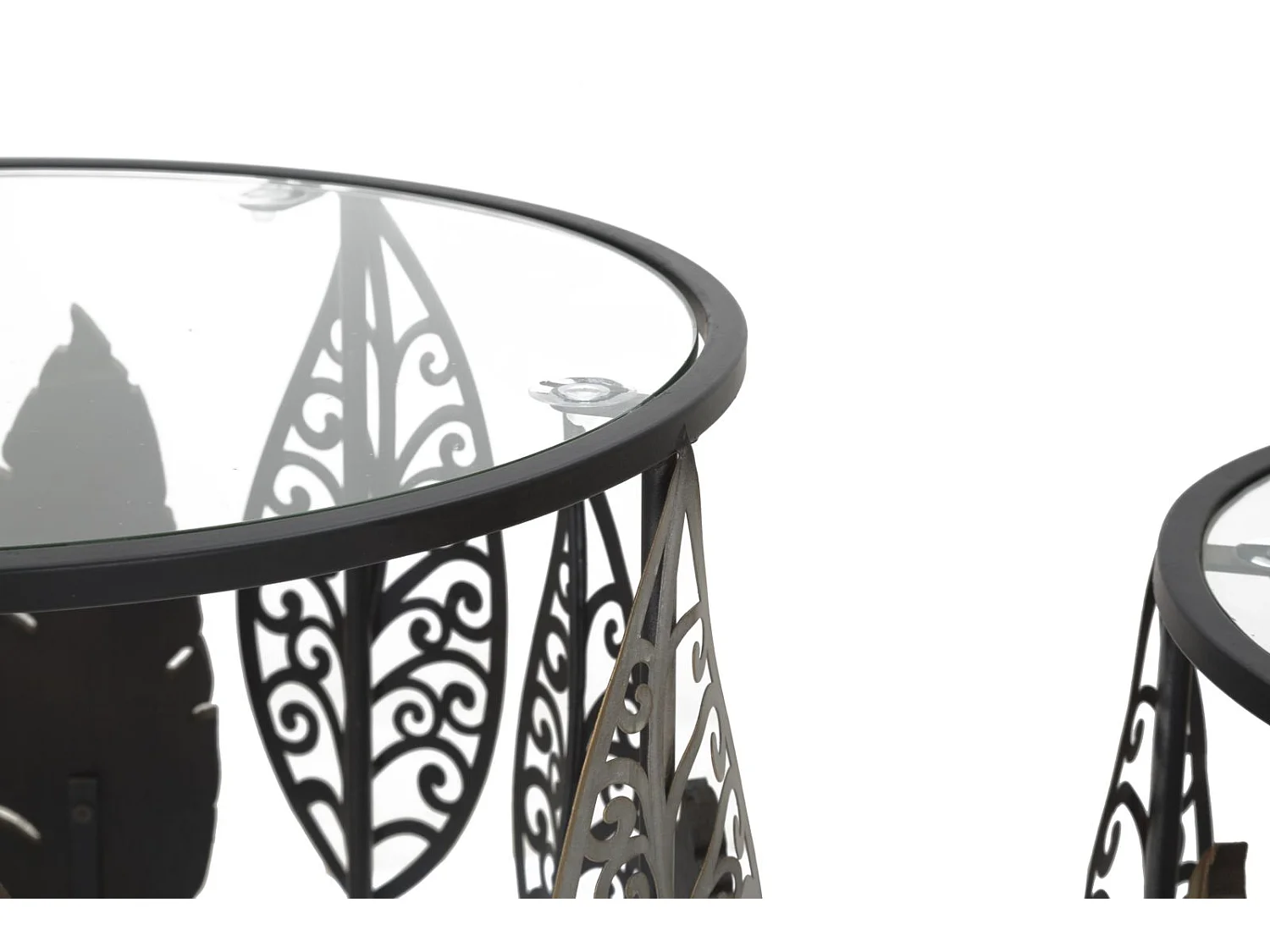 Lot de 2 Tables d'Appoint "Feuilles" 55cm Multicolore