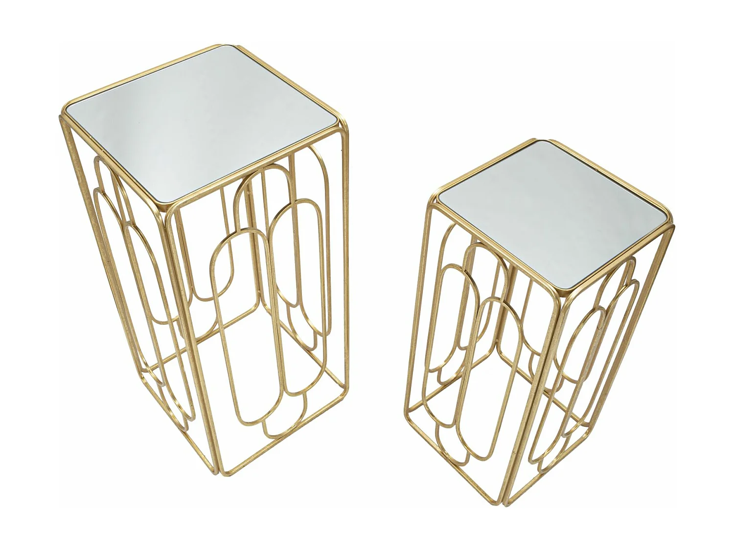 Lot de 2 Tables d'Appoint Gigogne Carrée "Arty" 70cm Or