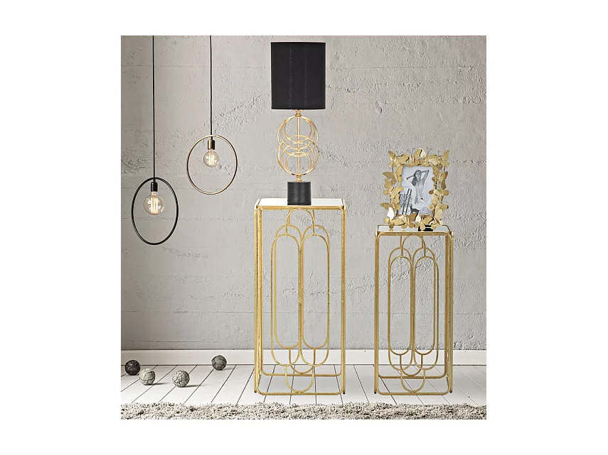 Lot de 2 Tables d'Appoint Gigogne Carrée "Arty" 70cm Or