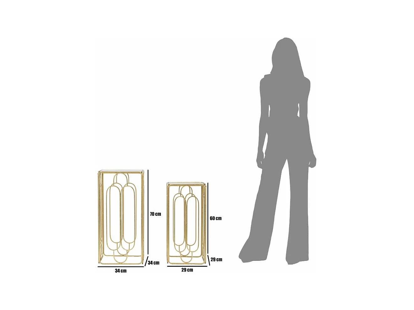 Lot de 2 Tables d'Appoint Gigogne Carrée "Arty" 70cm Or