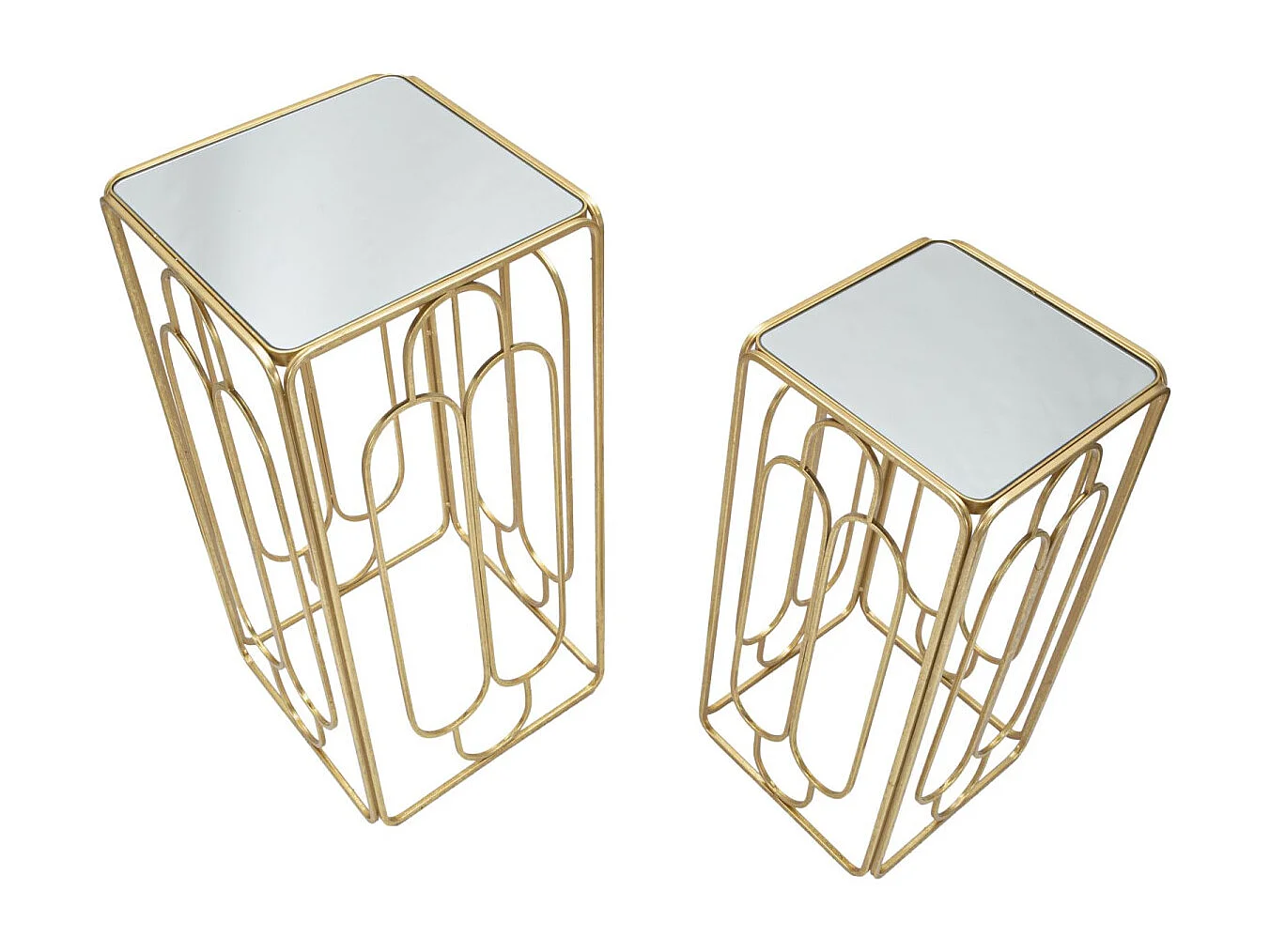 Lot de 2 Tables d'Appoint Gigogne Carrée "Arty" 70cm Or