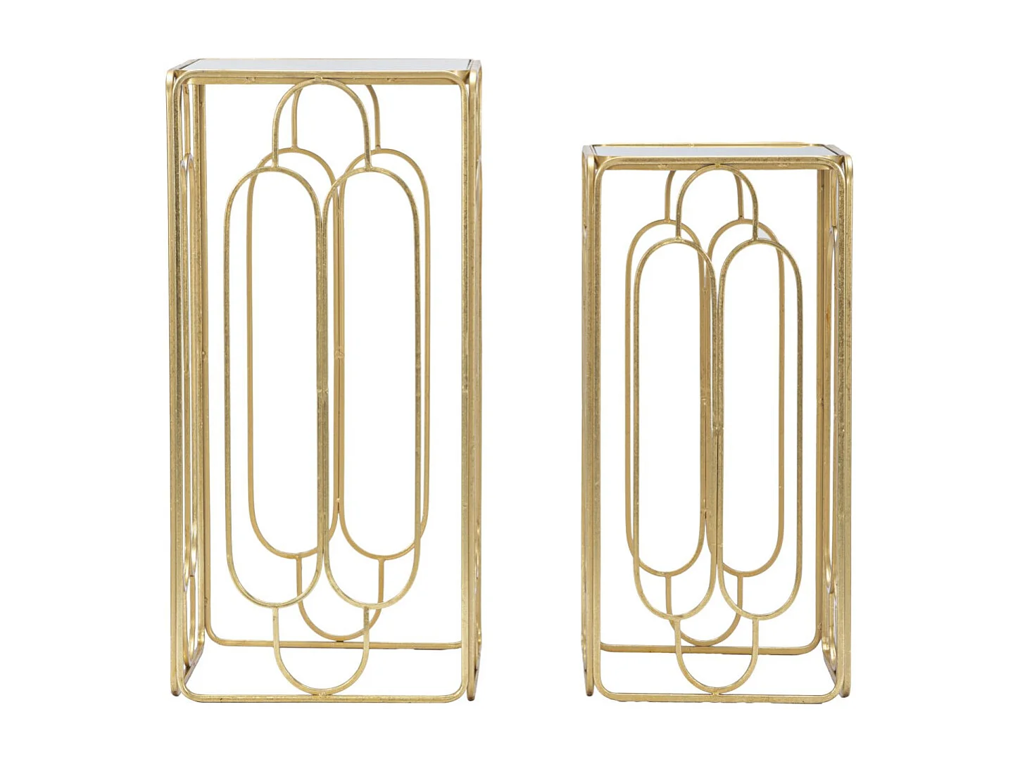 Lot de 2 Tables d'Appoint Gigogne Carrée "Arty" 70cm Or