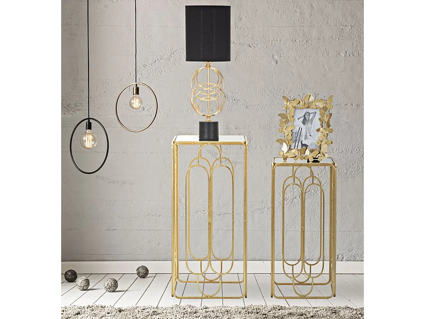 Lot de 2 Tables d'Appoint Gigogne Carrée "Arty" 70cm Or