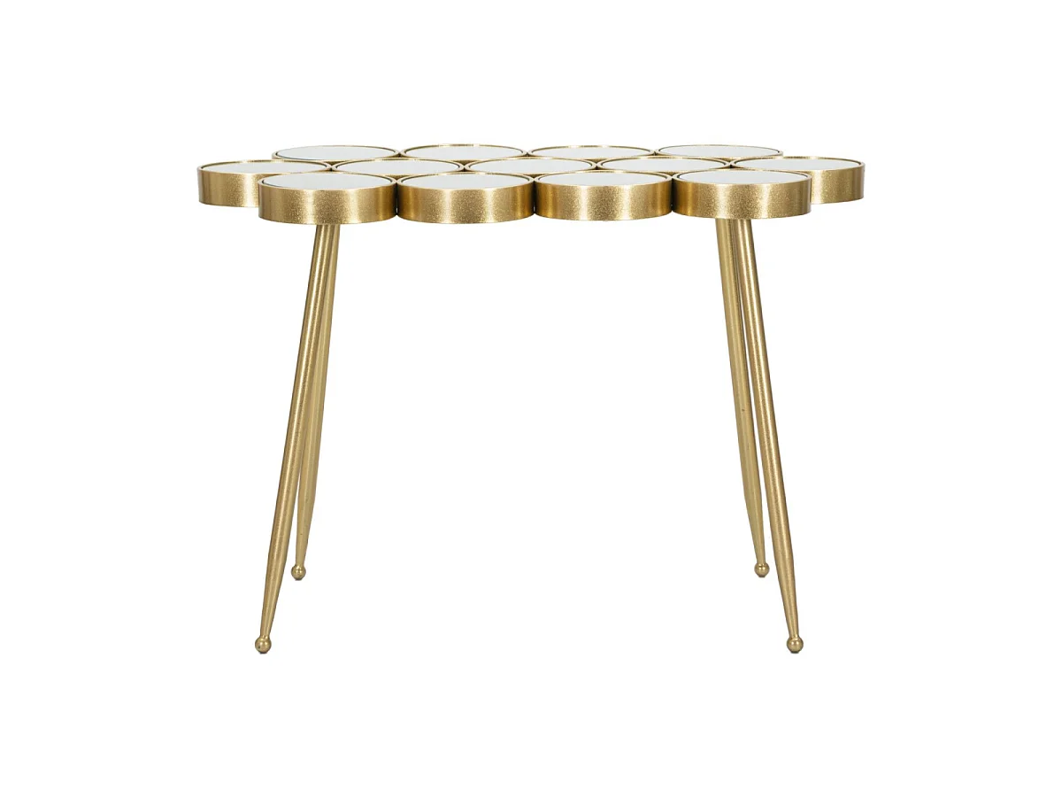 Beistelltisch aus goldfarbenem Metall mit Spiegelplatte 100x55x70 cm