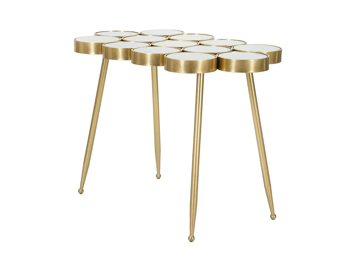 Beistelltisch aus goldfarbenem Metall mit Spiegelplatte 100x55x70 cm