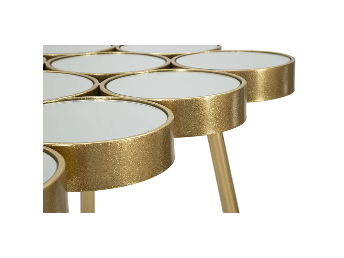 Beistelltisch aus goldfarbenem Metall mit Spiegelplatte 100x55x70 cm