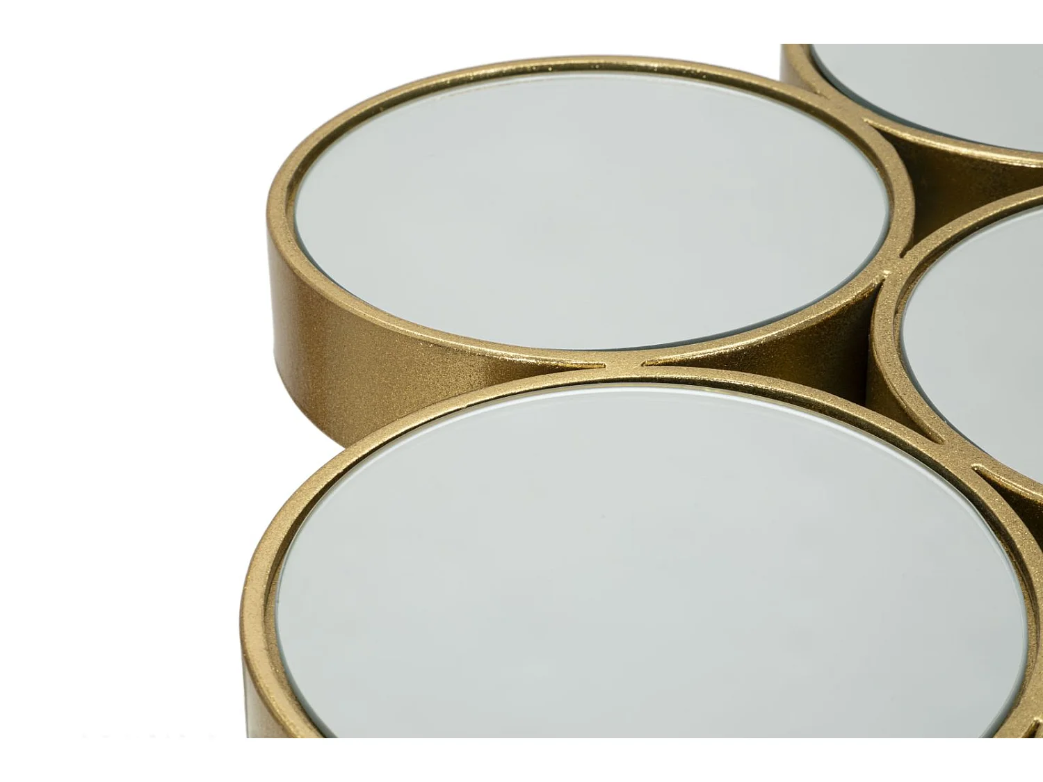 Beistelltisch aus goldfarbenem Metall mit Spiegelplatte 100x55x70 cm