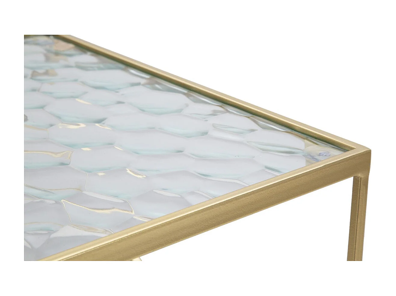 Set di 2 tavolini in metallo dorati e vetro cm 31,5x31,5x68-28x28x64