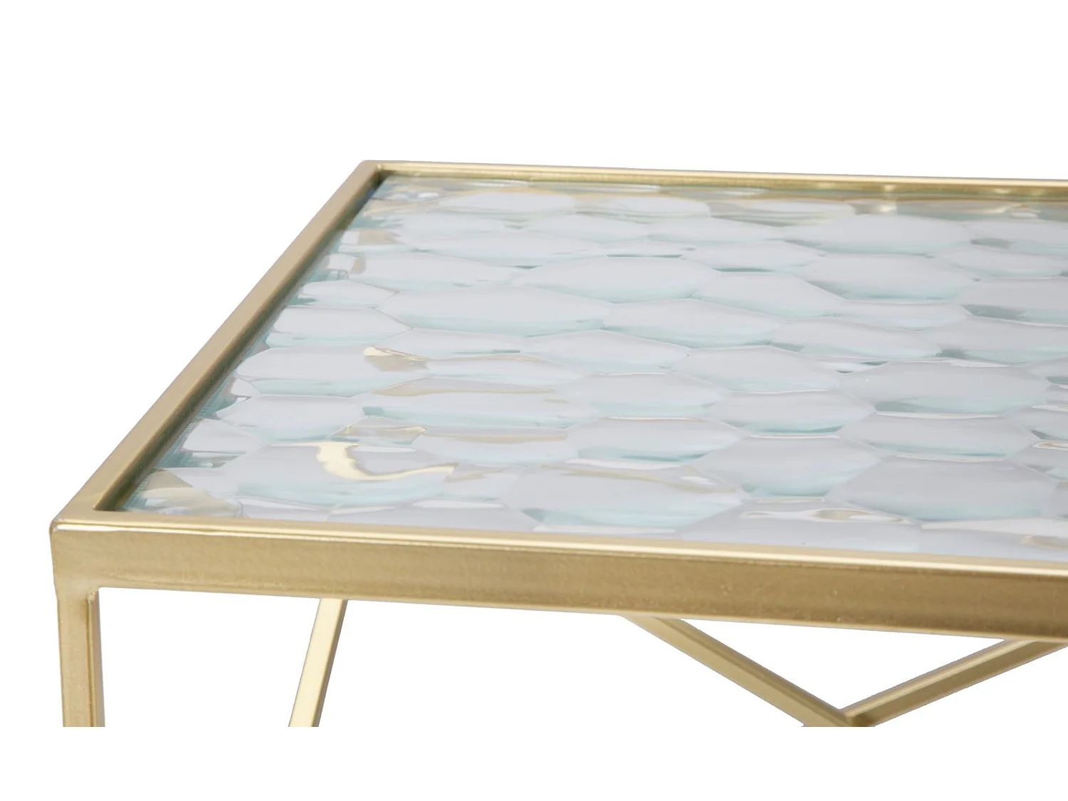 Lot de 2 Tables d'Appoint Design "Glassy" 68cm Or