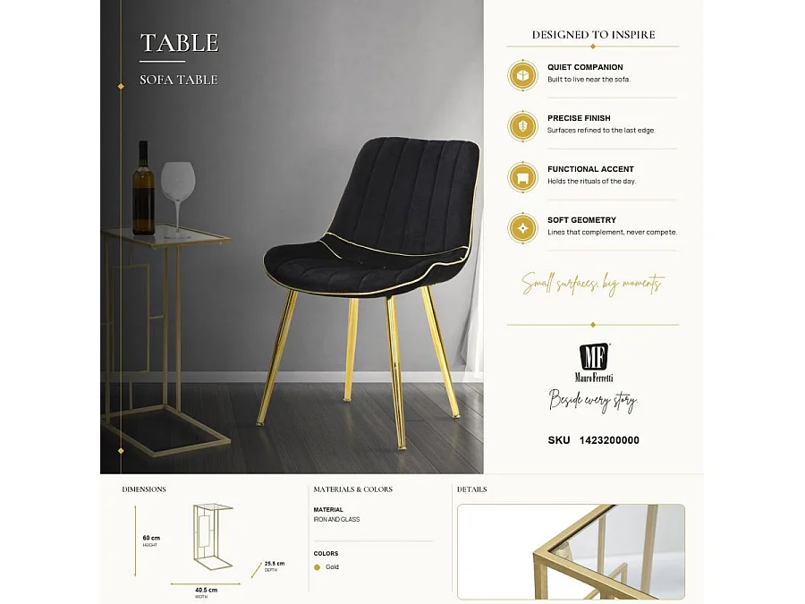 Table d'Appoint Design "Sofia" 60cm Or