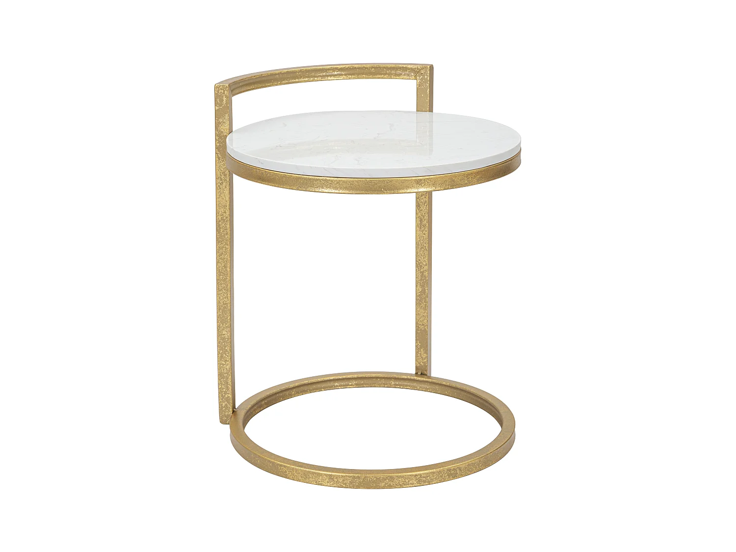 Table d'appoint Round Marble - Métal doré et marbre blanc - 40x43x50 cm - Design épuré - Rétro et glamour contemporain.