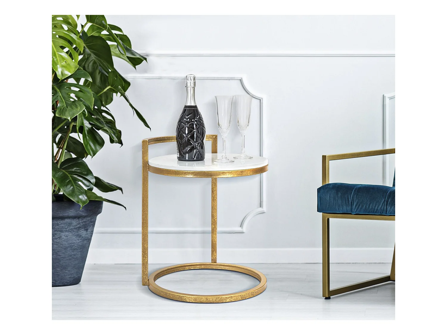 Table d'Appoint en Marbre "Alma" 50cm Or