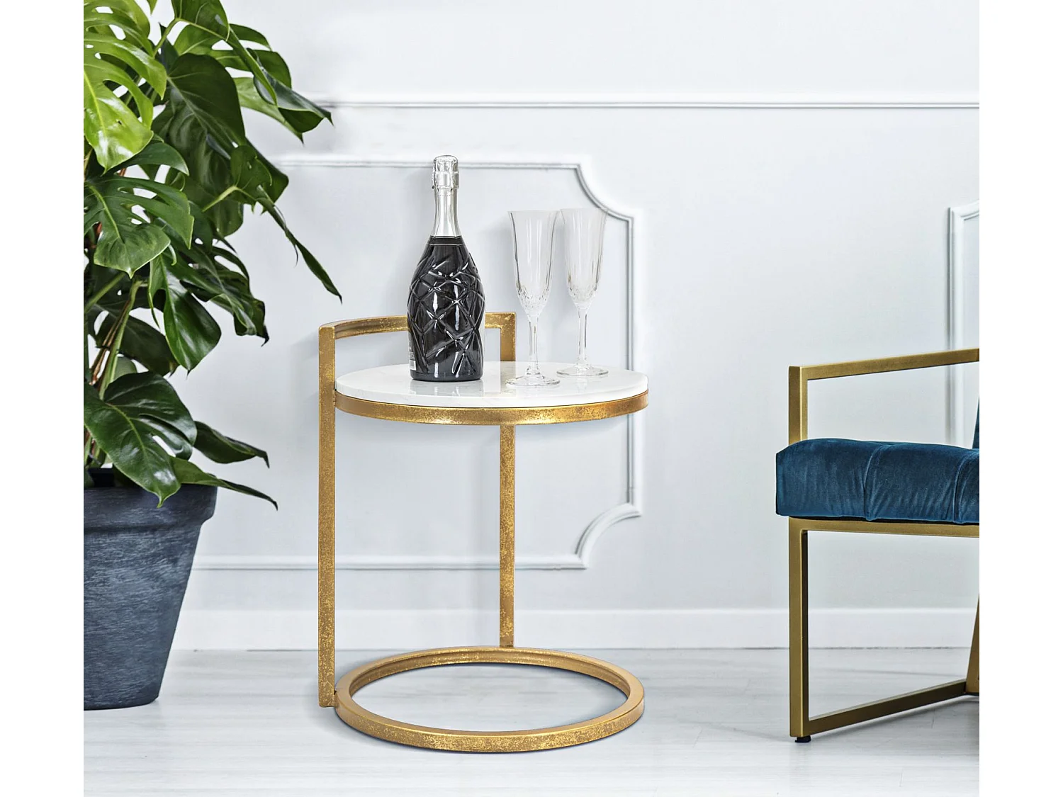 Table d'Appoint en Marbre "Alma" 50cm Or