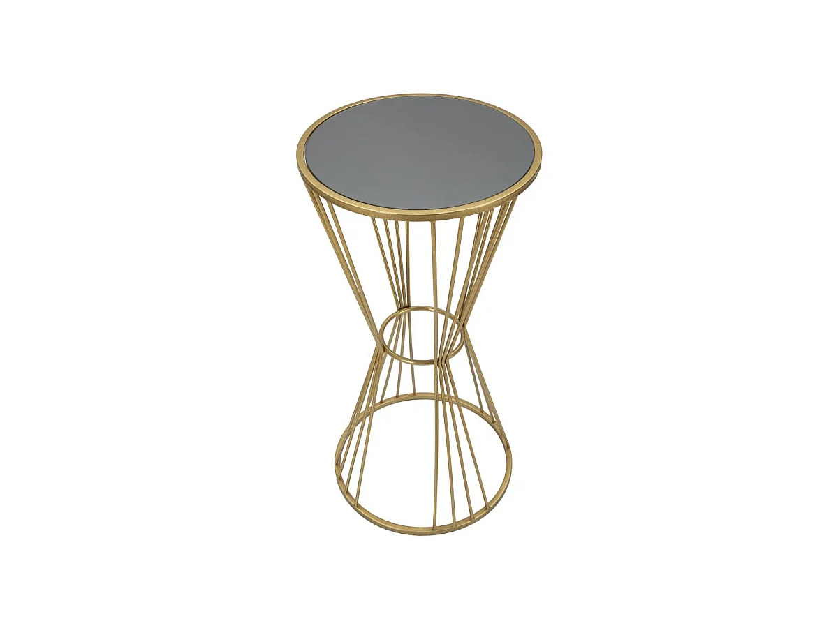 Runder Tisch aus Metall goldfarben mit Spiegelplatte Ø 40x80 cm