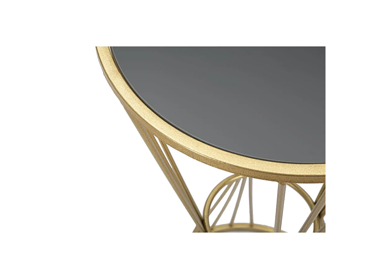 Runder Tisch aus Metall goldfarben mit Spiegelplatte Ø 40x80 cm