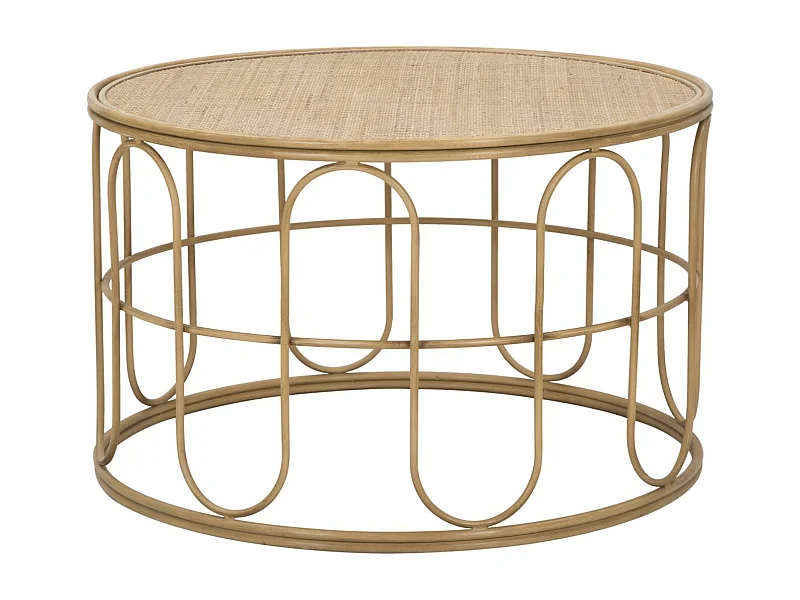 Tavolo da caffè rotondo in ferro e legno marrone Ø cm 80x50