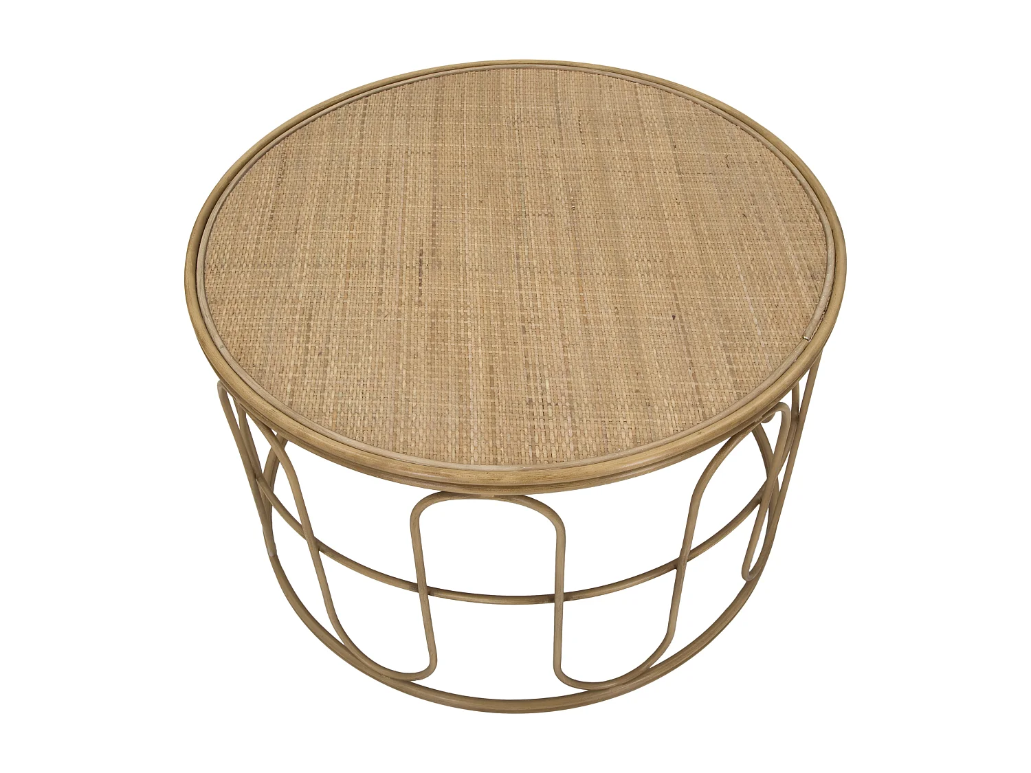 Table basse ronde en fer et bois marron Ø 80x50 cm