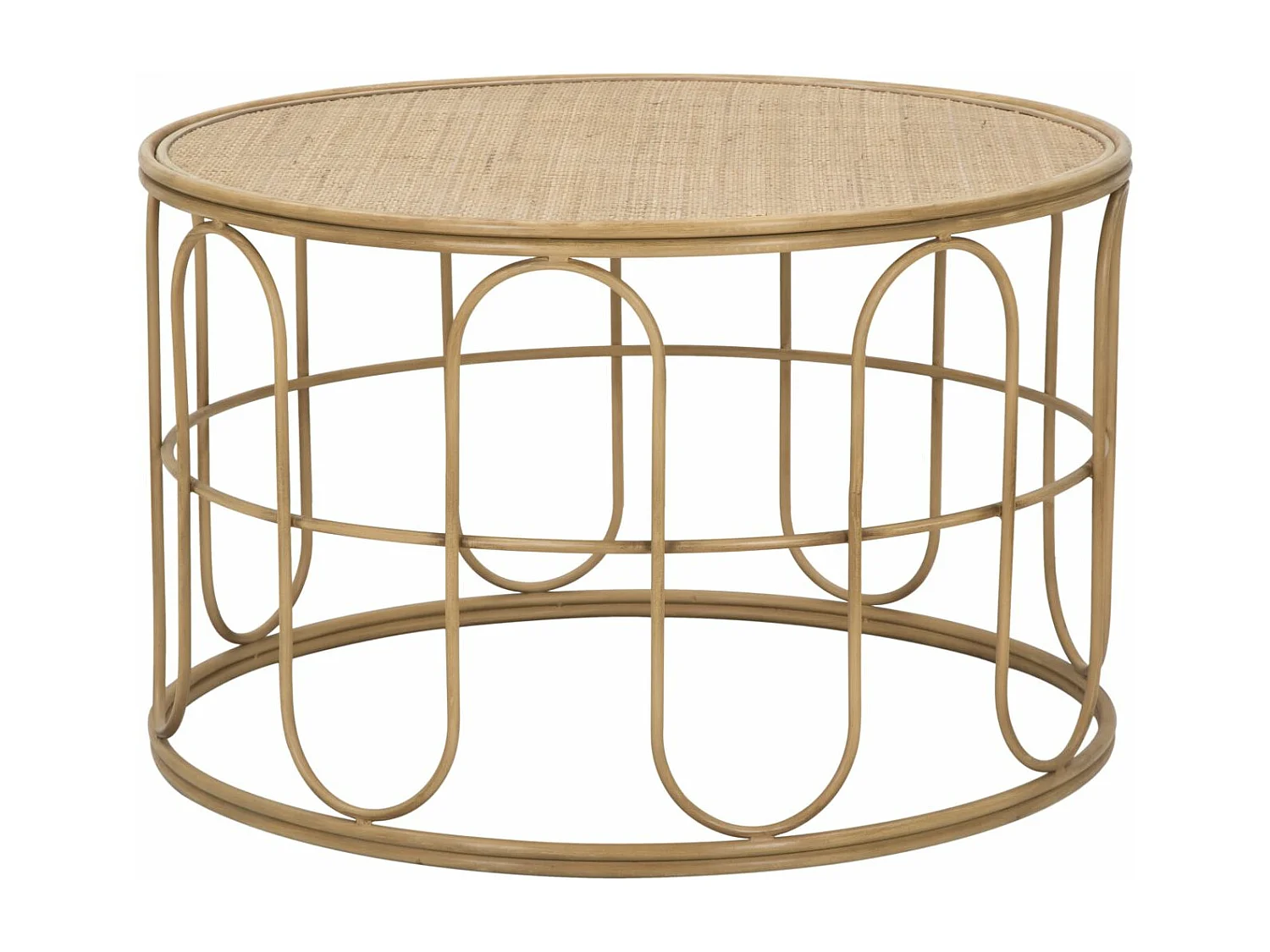 Table basse ronde en fer et bois marron Ø 80x50 cm