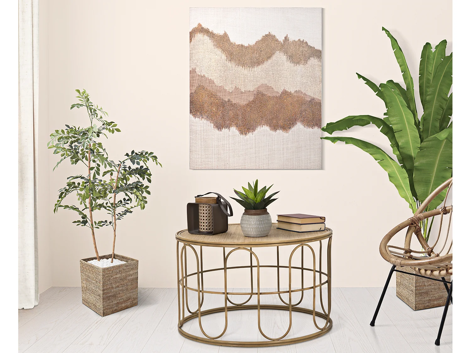 Table basse ronde en fer et bois marron Ø 80x50 cm