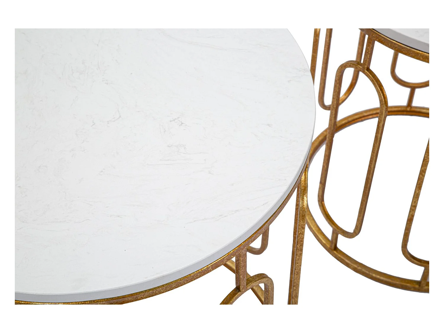 Lot de 2 Tables d'Appoint Gigognes "Ella" 55cm Or