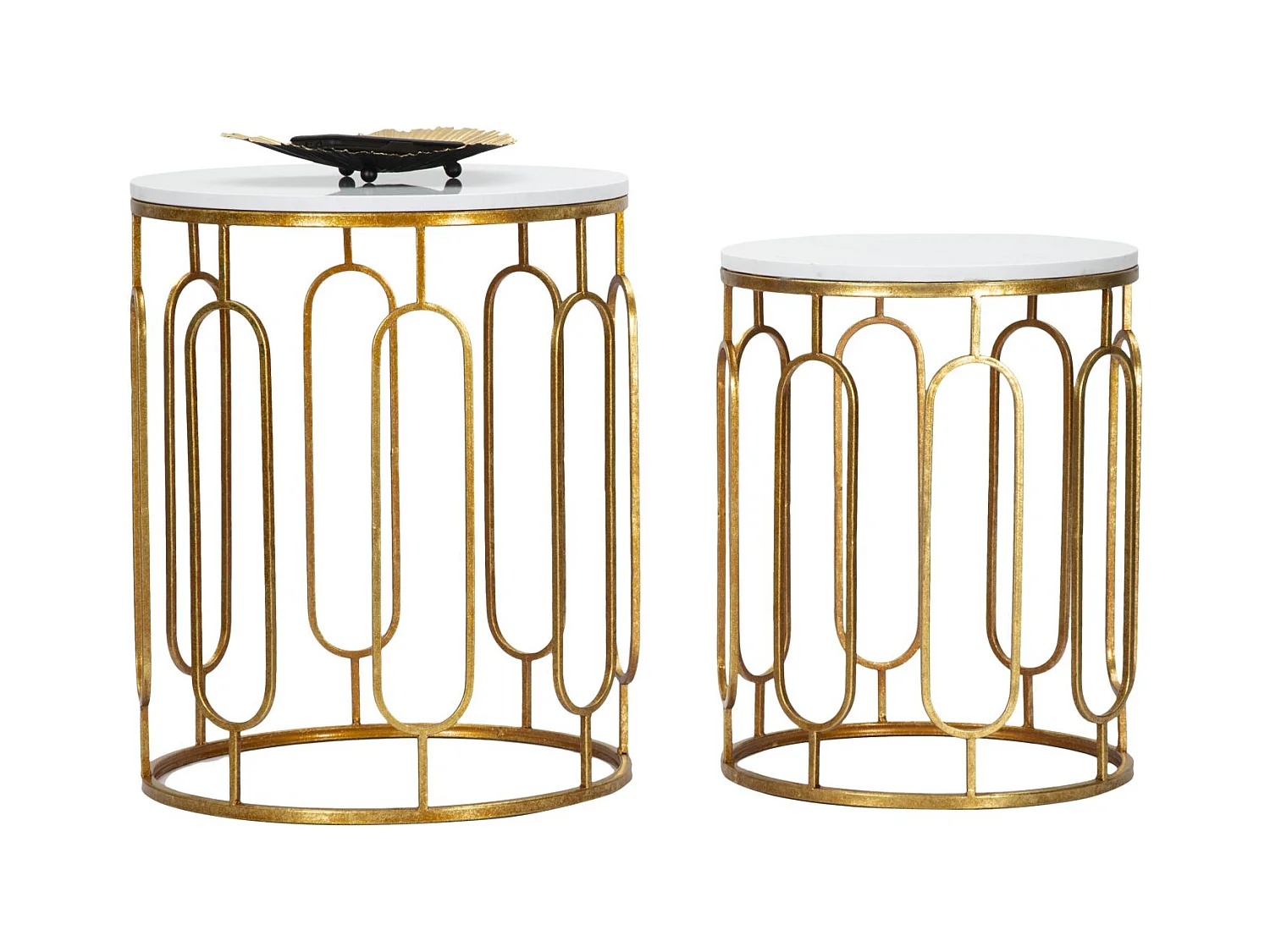 Lot de 2 Tables d'Appoint Gigognes "Ella" 55cm Or